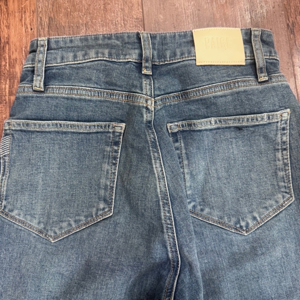 PAIGE Anessa 31 High Rise Wide Leg Utility Pocket Jeans Size 26 Blue Full Length - Picture 6 of 12